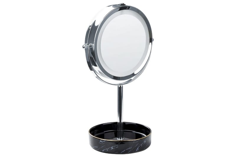 Sminkspegel Beliani Savoie Guld/Svart Silver||Black - Boligtilbehør - Spejle - Spejl med belysning