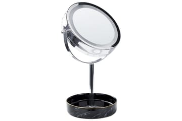 Sminkspegel Beliani Savoie Guld/Svart Silver||Black - Boligtilbehør - Spejle - Spejl med belysning