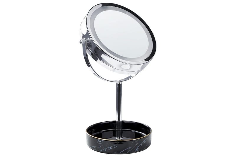 Sminkspegel Beliani Savoie Guld/Svart Silver||Black - Boligtilbehør - Spejle - Spejl med belysning