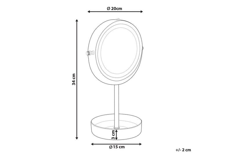 Sminkspegel Beliani Savoie Guld/Svart Silver||White - Boligtilbehør - Spejle - Spejl med belysning