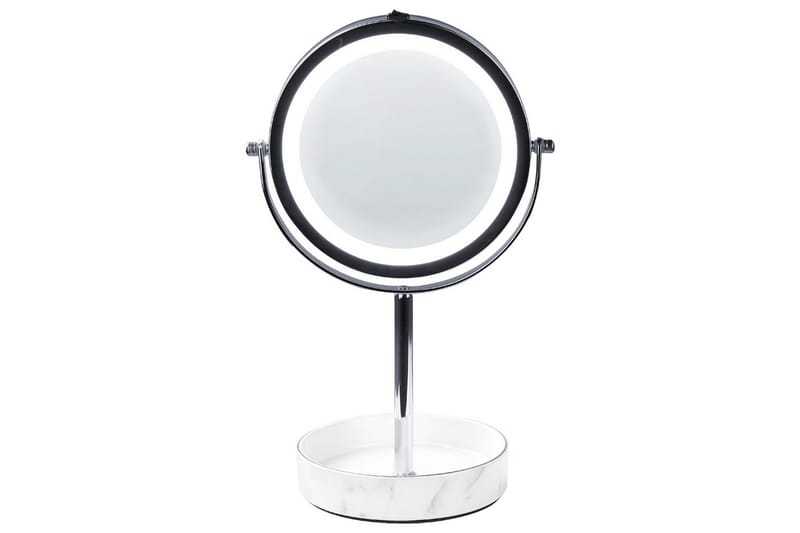 Sminkspegel Beliani Savoie Guld/Svart Silver||White - Boligtilbehør - Spejle - Spejl med belysning