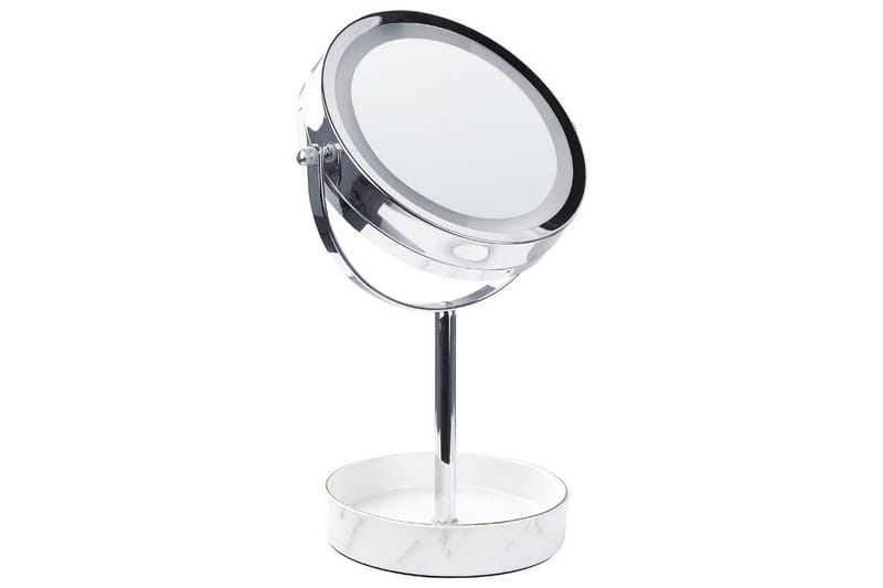 Sminkspegel Beliani Savoie Guld/Svart Silver||White - Boligtilbehør - Spejle - Spejl med belysning