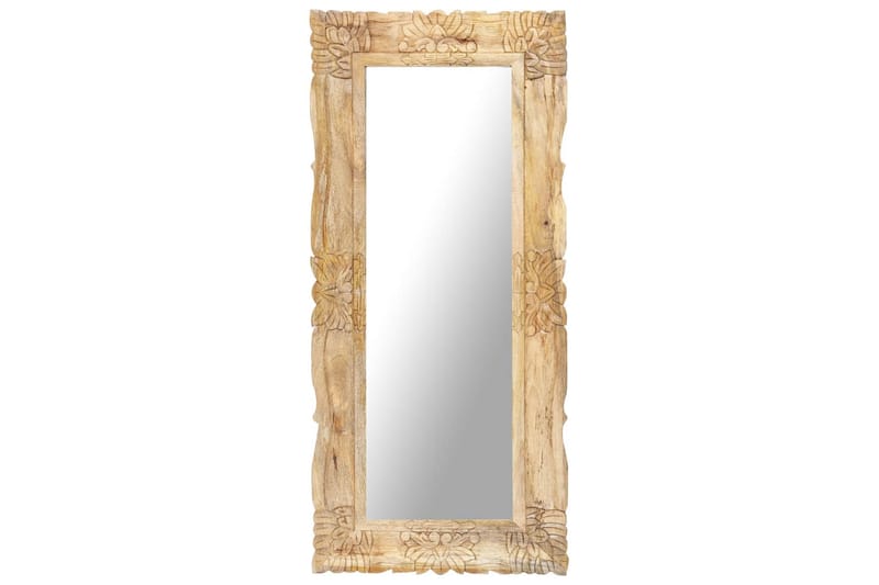 spejl 110x50 cm massivt mangotræ - Brun - Vægspejl - Entréspejl