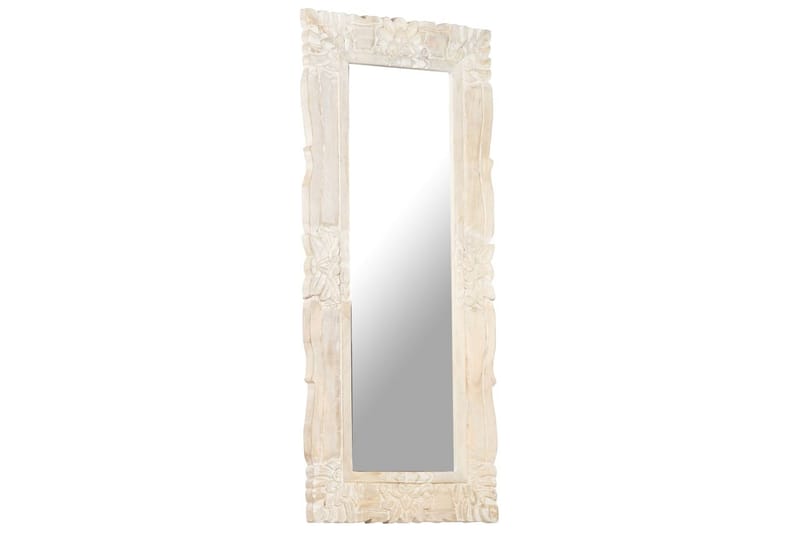 spejl 110x50 cm massivt mangotræ hvid - Hvid - Vægspejl - Entréspejl
