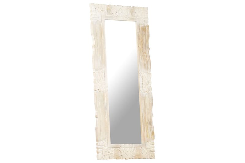 spejl 110x50 cm massivt mangotræ hvid - Hvid - Vægspejl - Entréspejl