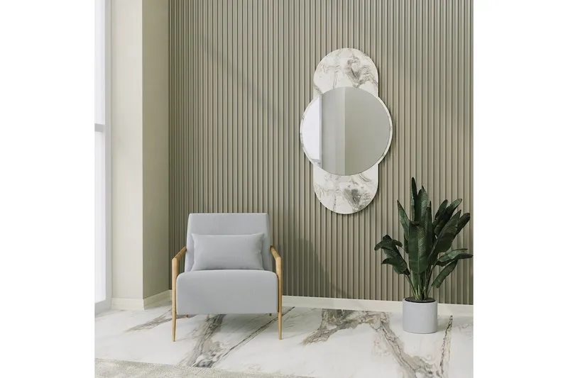 Spejl Ewelina Marmor - Hvid - Boligtilbehør - Spejle - Vægspejl