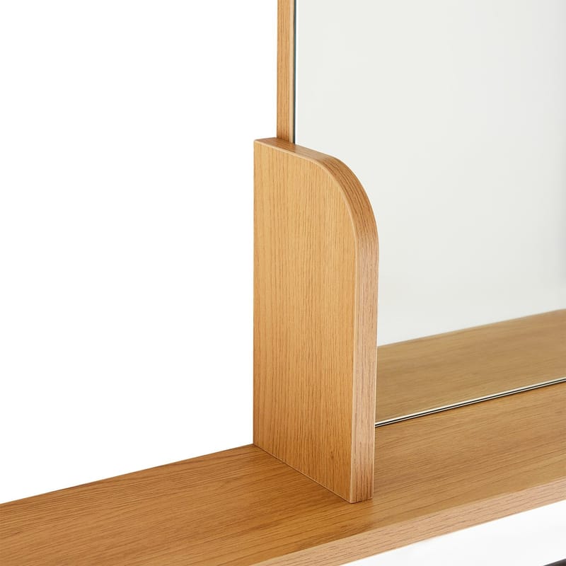 Spejl med hylde HOME4YOU Aalborg 92x15x93 cm eg - brun - Boligtilbehør - Spejle - Vægspejl