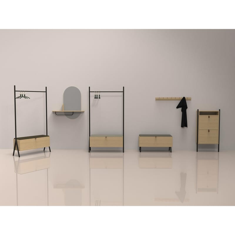 Spejl med hylde HOME4YOU Aalborg 92x15x93 cm eg - brun - Boligtilbehør - Spejle - Vægspejl