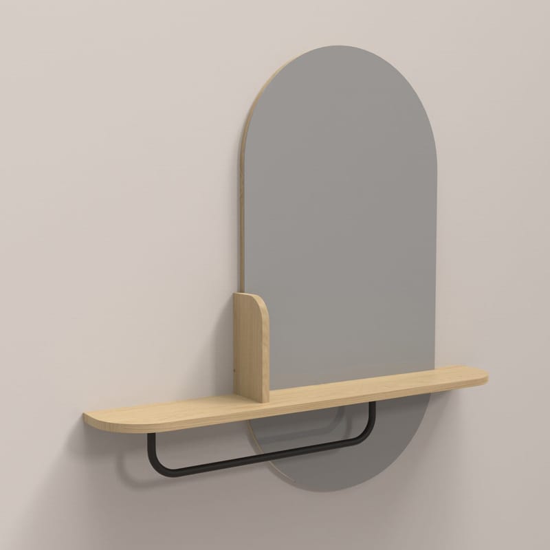 Spejl med hylde HOME4YOU Aalborg 92x15x93 cm eg - brun - Boligtilbehør - Spejle - Vægspejl