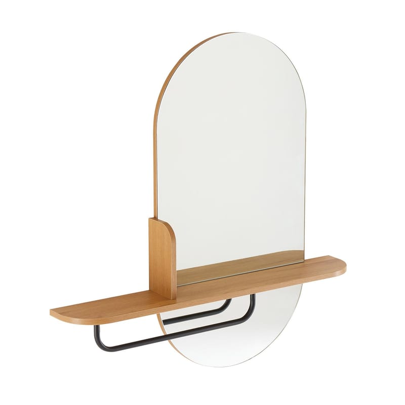 Spejl med hylde HOME4YOU Aalborg 92x15x93 cm eg - brun - Boligtilbehør - Spejle - Vægspejl