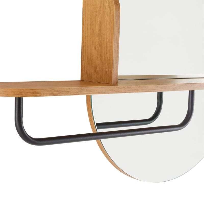 Spejl med hylde HOME4YOU Aalborg 92x15x93 cm eg - brun - Boligtilbehør - Spejle - Vægspejl