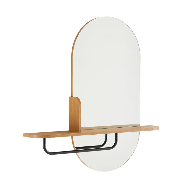 Spejl med hylde HOME4YOU Aalborg 92x15x93 cm eg, brun