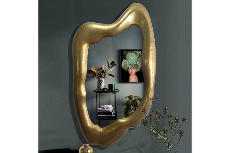 Spejl Wohnling Asymmetrisk metal tyk metalramme oval 100 cm - Boligtilbehør - Spejle - Vægspejl