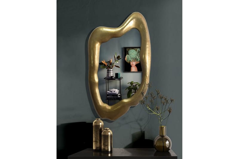 Spejl Wohnling Asymmetrisk metal tyk metalramme oval 100 cm - Boligtilbehør - Spejle - Vægspejl