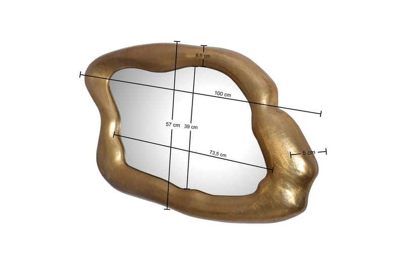 Spejl Wohnling Asymmetrisk metal tyk metalramme oval 100 cm - Boligtilbehør - Spejle - Vægspejl