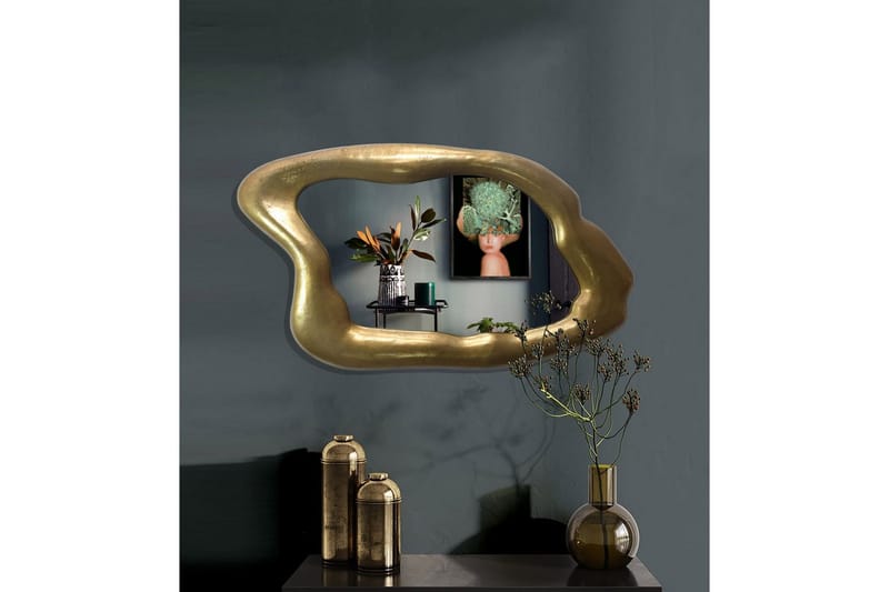 Spejl Wohnling Asymmetrisk metal tyk metalramme oval 100 cm - Boligtilbehør - Spejle - Vægspejl
