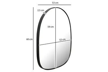Spejl Wohnling Asymmetrisk metal tyk metalramme oval 60 cm - Boligtilbehør - Spejle - Vægspejl
