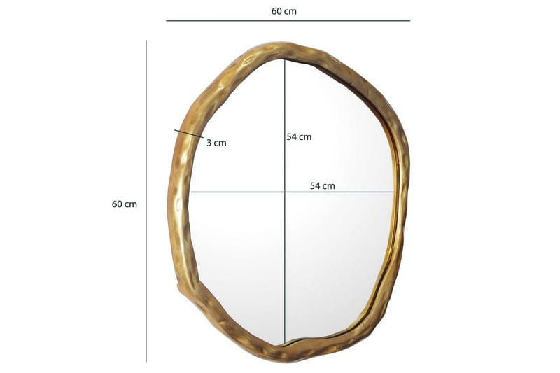 Spejl Wohnling Asymmetrisk metalramme rund 60 cm - Boligtilbehør - Spejle - Vægspejl