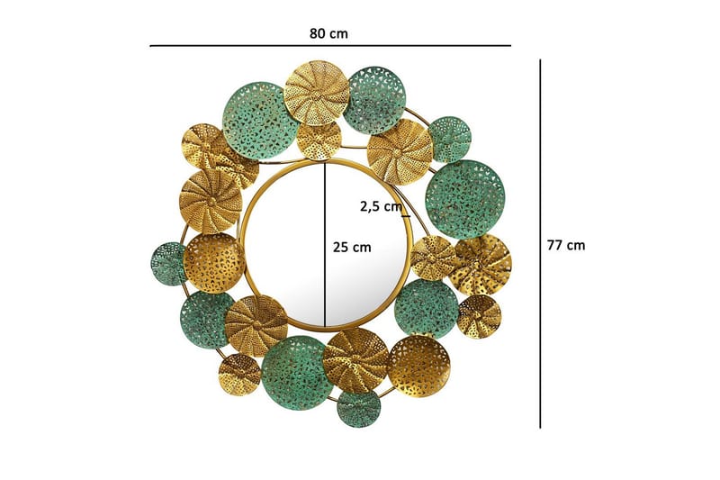 Spejl Wohnling Bicolor Guld Patina Rund 80 cm Moderne - Boligtilbehør - Spejle - Vægspejl
