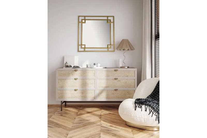 Spejl Wohnling Kvadratisk geometrisk 60 cm metalramme moderne - Boligtilbehør - Spejle - Vægspejl