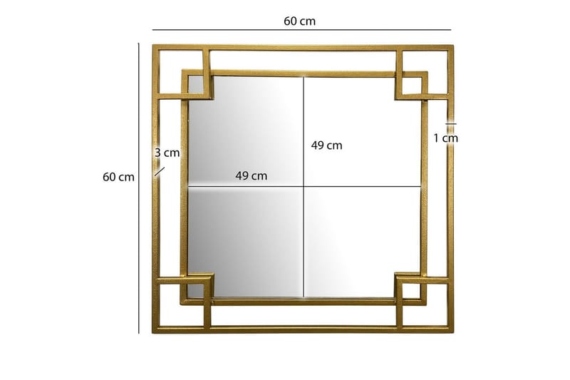 Spejl Wohnling Kvadratisk geometrisk 60 cm metalramme moderne - Boligtilbehør - Spejle - Vægspejl