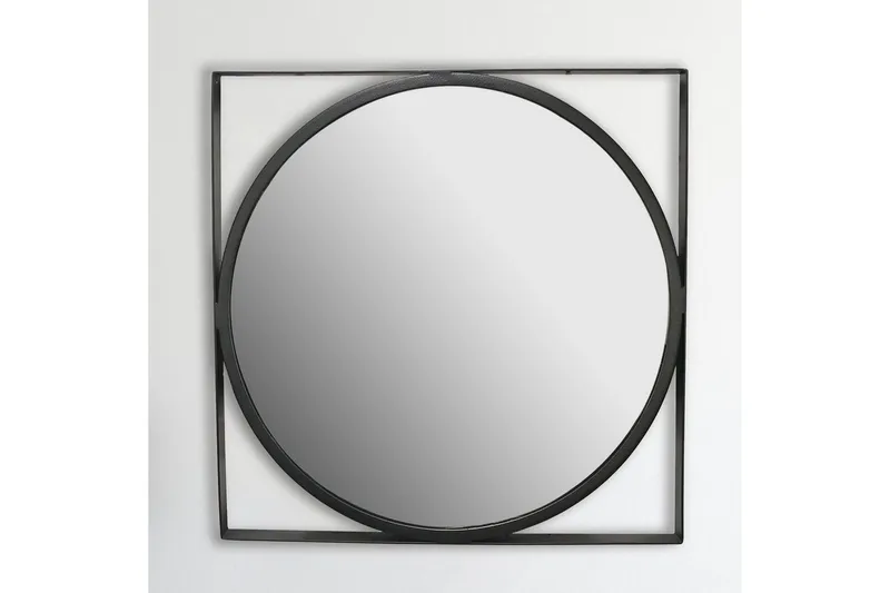 Spejl Wohnling Kvadratisk ramme rund 54 cm moderne - Boligtilbehør - Spejle - Vægspejl