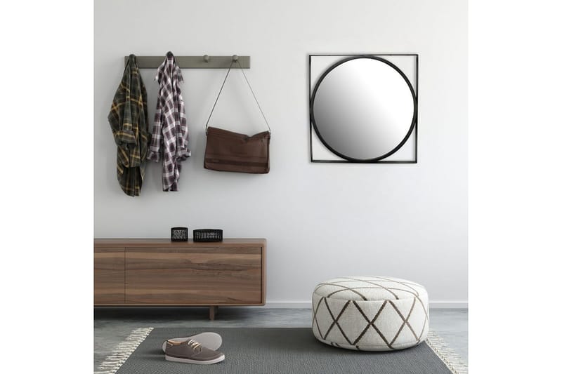 Spejl Wohnling Kvadratisk ramme rund 54 cm moderne - Boligtilbehør - Spejle - Vægspejl