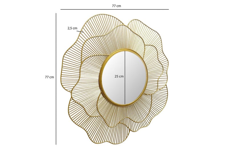 Spejl Wohnling Roser i metalramme, rund 77 cm, moderne - Boligtilbehør - Spejle - Vægspejl