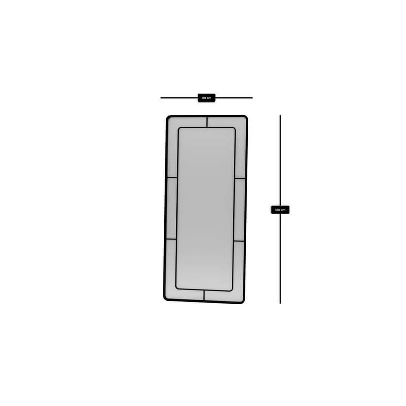 Sylron Gulvspejl 80 x 180 cm - Sort - Boligtilbehør - Spejle - Helkropsspejl
