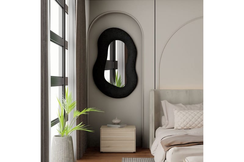 Thorne Væghængt Spejl Asymmetrisk 50x80 cm - Sort - Boligtilbehør - Spejle - Vægspejl
