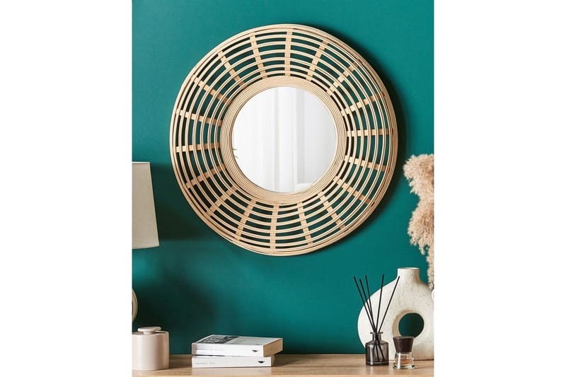Väggspegel Beliani Hanua Nature||Beige - Boligtilbehør - Spejle - Vægspejl
