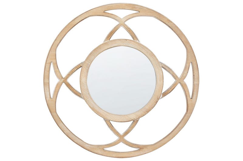 Väggspegel Beliani Iztapalapa Light colored wood||White, undefined