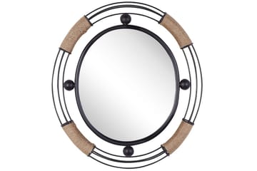 Väggspegel Beliani Moulins Black||Beige - Boligtilbehør - Spejle - Vægspejl
