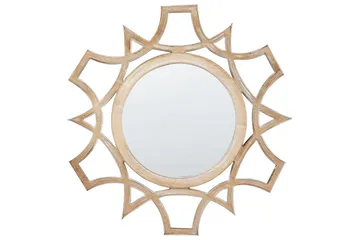 Väggspegel Beliani Zapopan Light colored wood||Cream white - Boligtilbehør - Spejle - Vægspejl