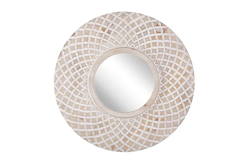 Väggspegel Beliani Pomaro Light colored wood||White, undefined