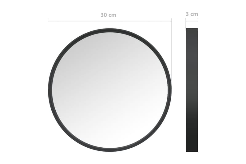 vægspejl 30 cm sort - Sort - Vægspejl - Entréspejl