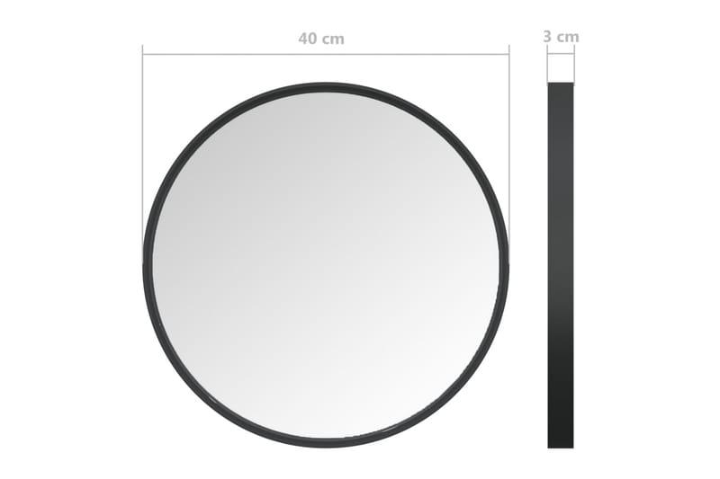 vægspejl 40 cm sort - Sort - Vægspejl - Entréspejl