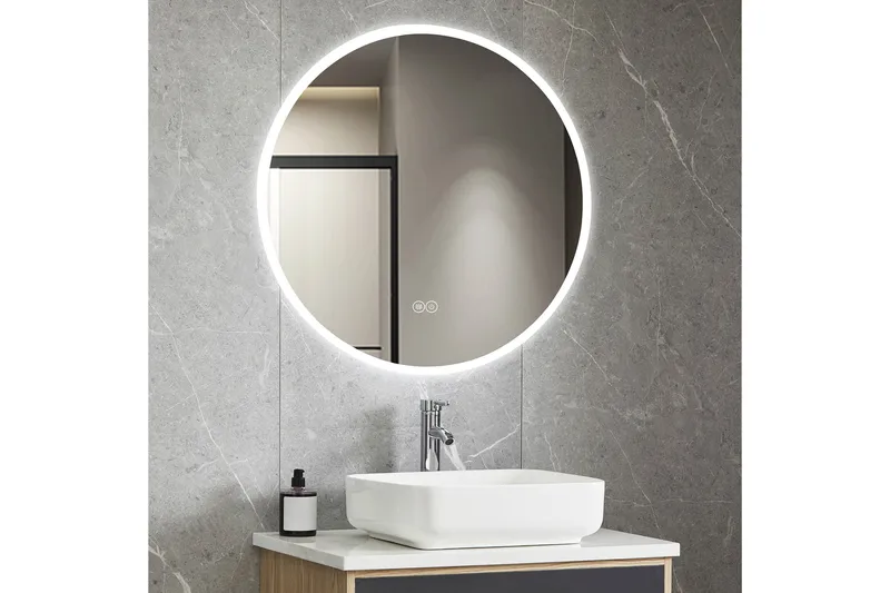 Badeværelsesspejl Rund 80 cm med LED-belysning og anti-dug - Boligtilbehør - Spejle - Vægspejl