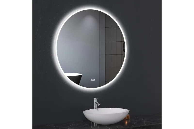Badeværelsesspejl Rund 80 cm med LED-belysning og anti-dug - Boligtilbehør - Spejle - Vægspejl