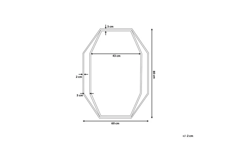 Bagron spejl 80x60 cm - Grå - Boligtilbehør - Spejle - Vægspejl