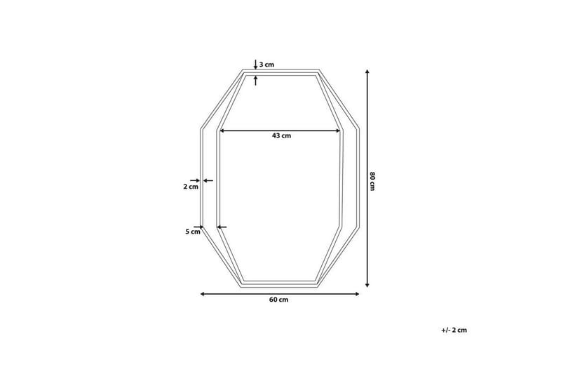 Bagron spejl 80x60 cm - Grå - Boligtilbehør - Spejle - Vægspejl