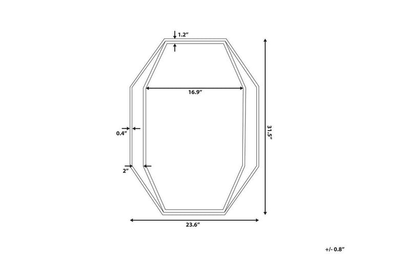 Bagron spejl 80x60 cm - Grå - Boligtilbehør - Spejle - Vægspejl
