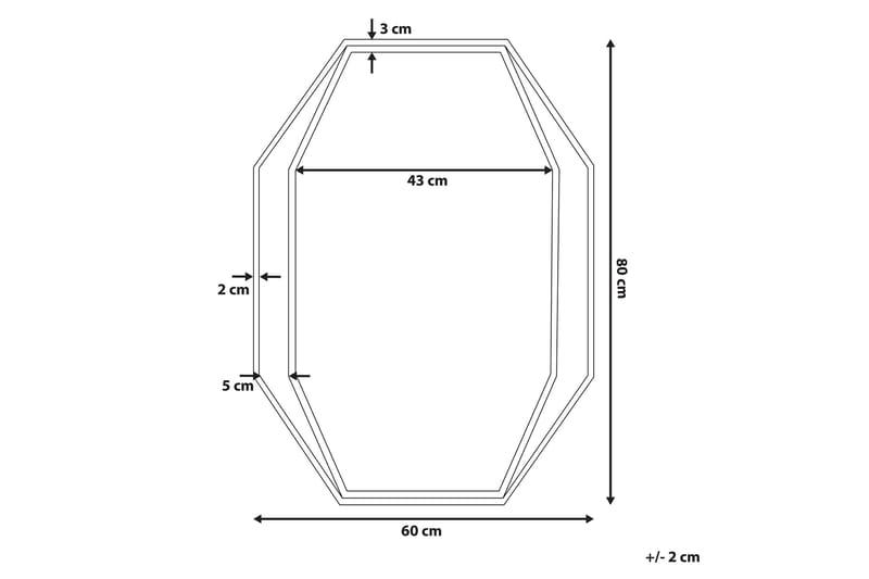 Bagron spejl 80x60 cm - Grå - Boligtilbehør - Spejle - Vægspejl
