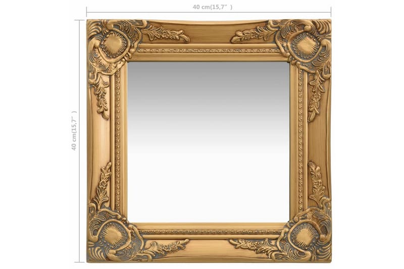 Vægspejl Barokstil 40X40 cm Guldfarvet - Vægspejl - Entréspejl