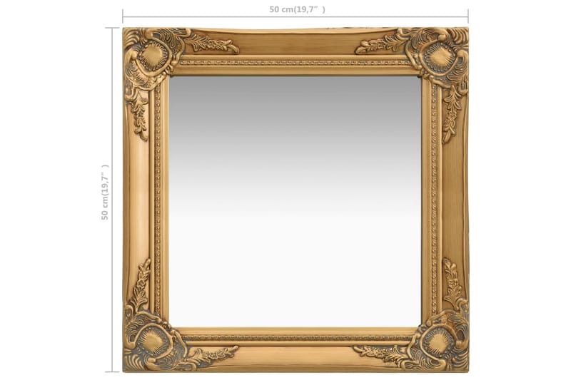 Vægspejl Barokstil 50X50 cm Guldfarvet - Vægspejl - Entréspejl