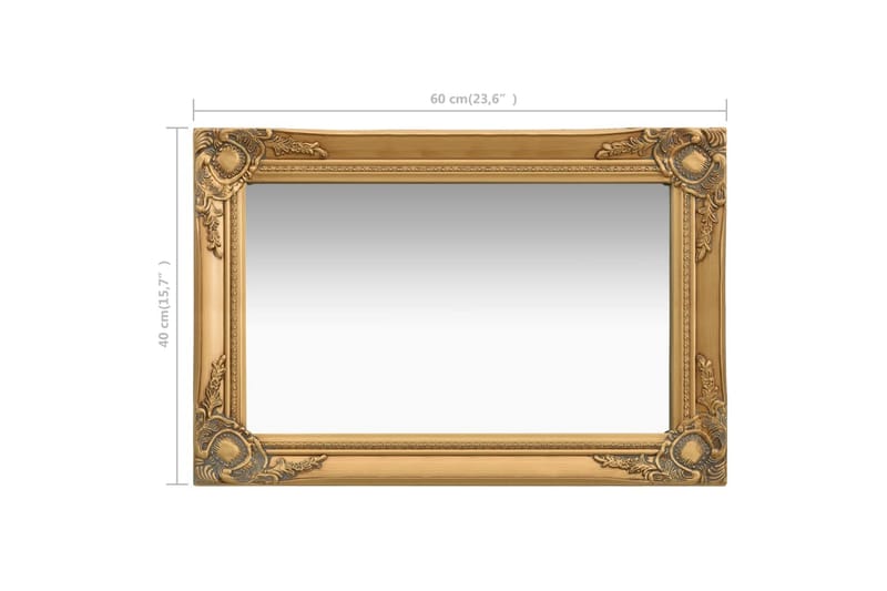 Vægspejl Barokstil 60X40 cm Guldfarvet - Vægspejl - Entréspejl