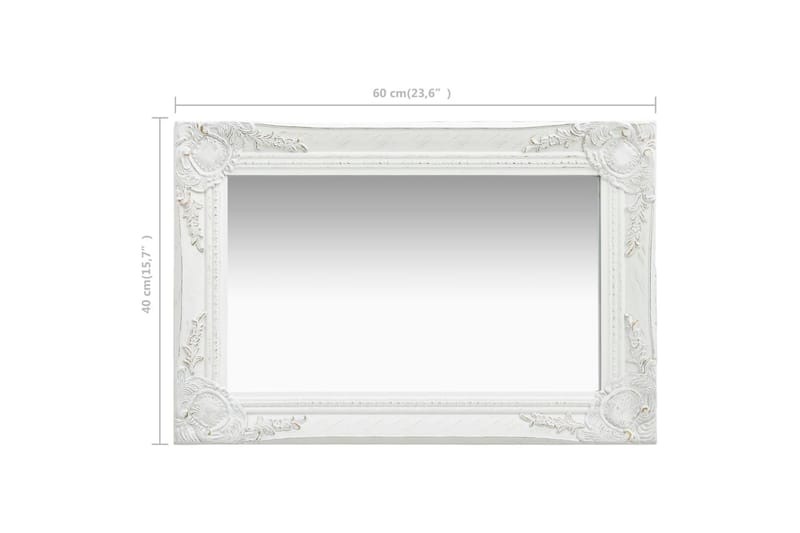 Vægspejl Barokstil 60X40 cm Hvid - Vægspejl - Entréspejl