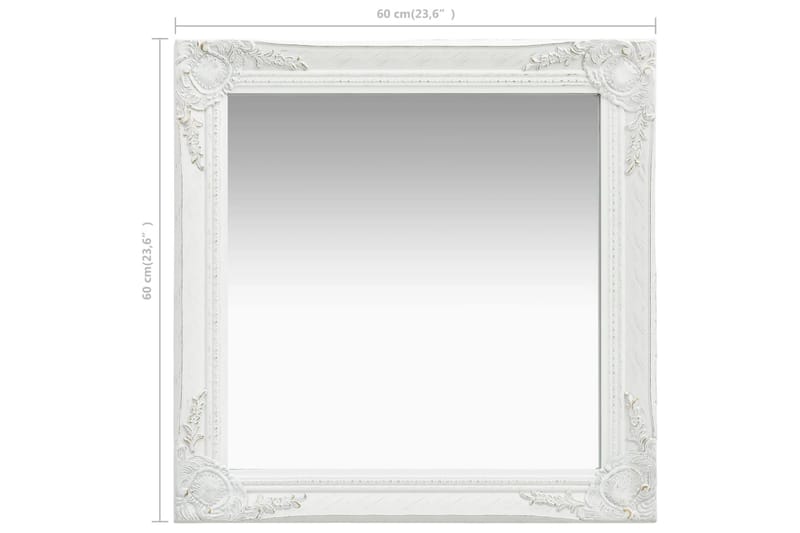 Vægspejl Barokstil 60X60 cm Hvid - Vægspejl - Entréspejl