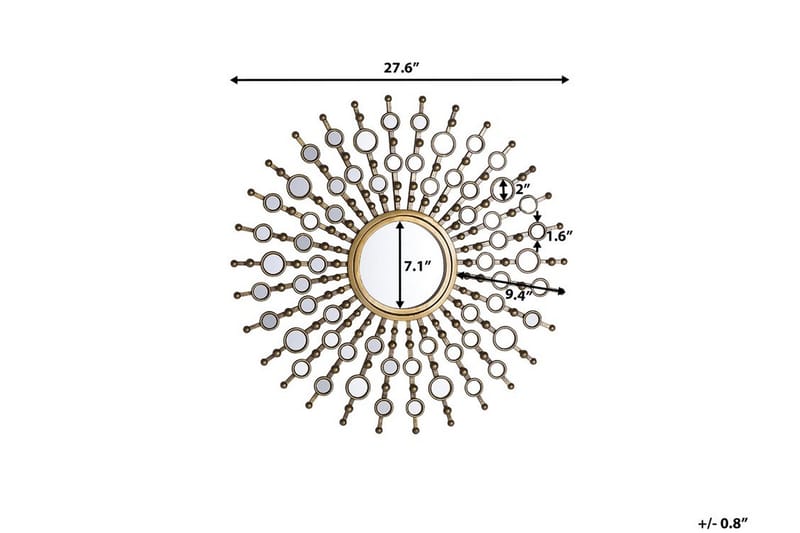 Blois spejl 70 cm - Guld - Vægspejl - Entréspejl