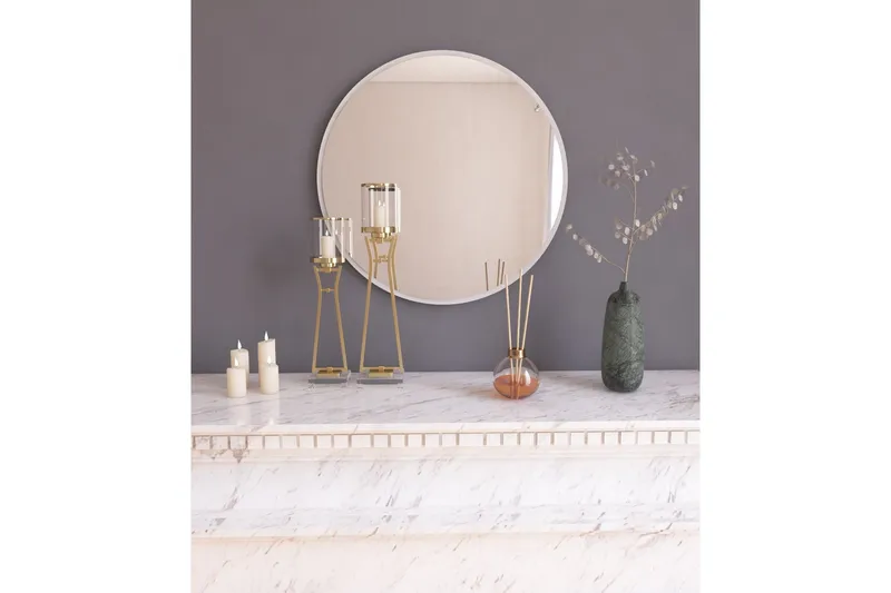 Buhem Spejl 60 cm Rund, Hvid